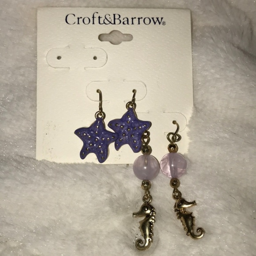 Croft & Barrow Fishhook Dangle Starfish Earrings and Seahorse Earrings